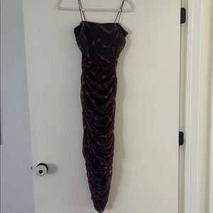 Elegant Brown Ruched Dress